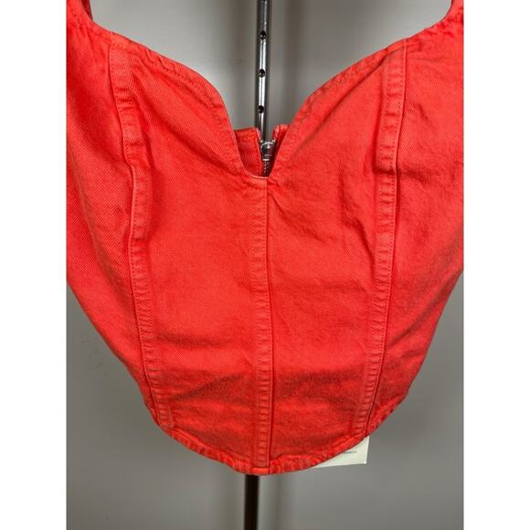 Mara Hoffman Milla Cropped Denim Poppy Orange Top Size 00 - Picture 5 of 7